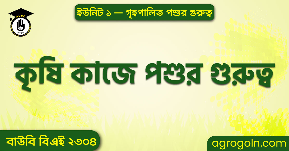 কৃষিকাজে পশুর গুরুত্ব