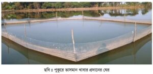 পুকুরে ভাসমান খাবার প্রদানের ঘের