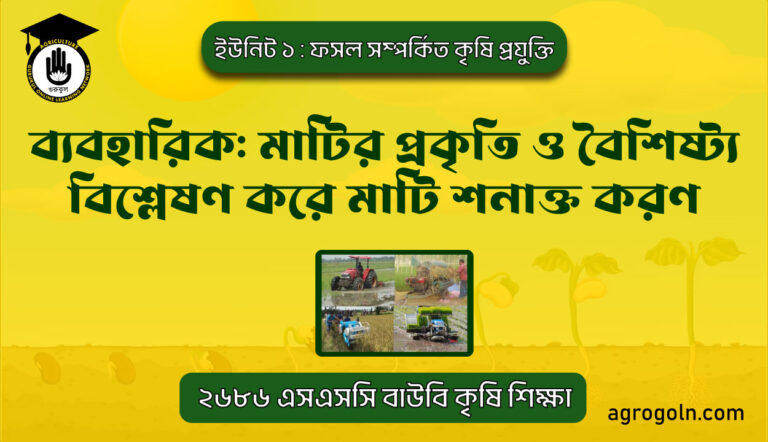 ব্যবহারিক: মাটির প্রকৃতি ও বৈশিষ্ট্য বিশ্লেষণ করে মাটি শনাক্ত করণ