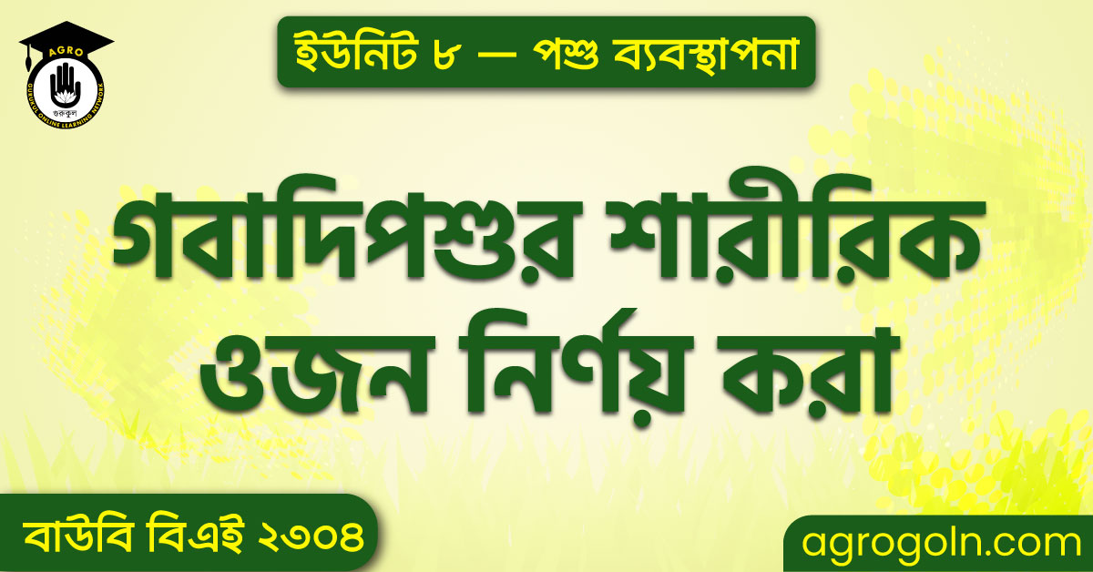 গবাদিপশুর শারীরিক ওজন নির্ণয় করা