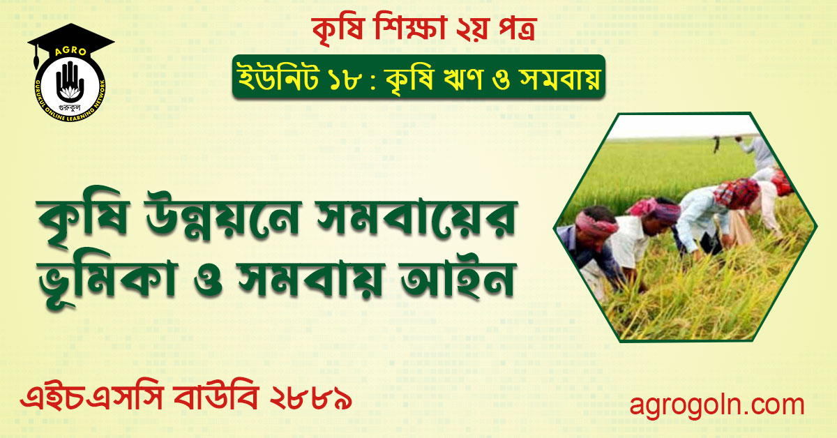 কৃষি উন্নয়নে সমবায়ের ভূমিকা ও সমবায় আইন