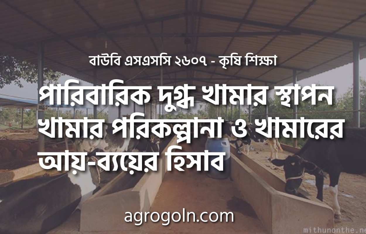 পারিবারিক দুগ্ধ খামার স্থাপন, খামার পরিকল্পানা ও খামারের আয়-ব্যয়ের হিসাব